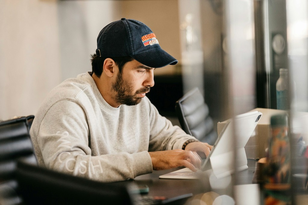 Person working at a laptop