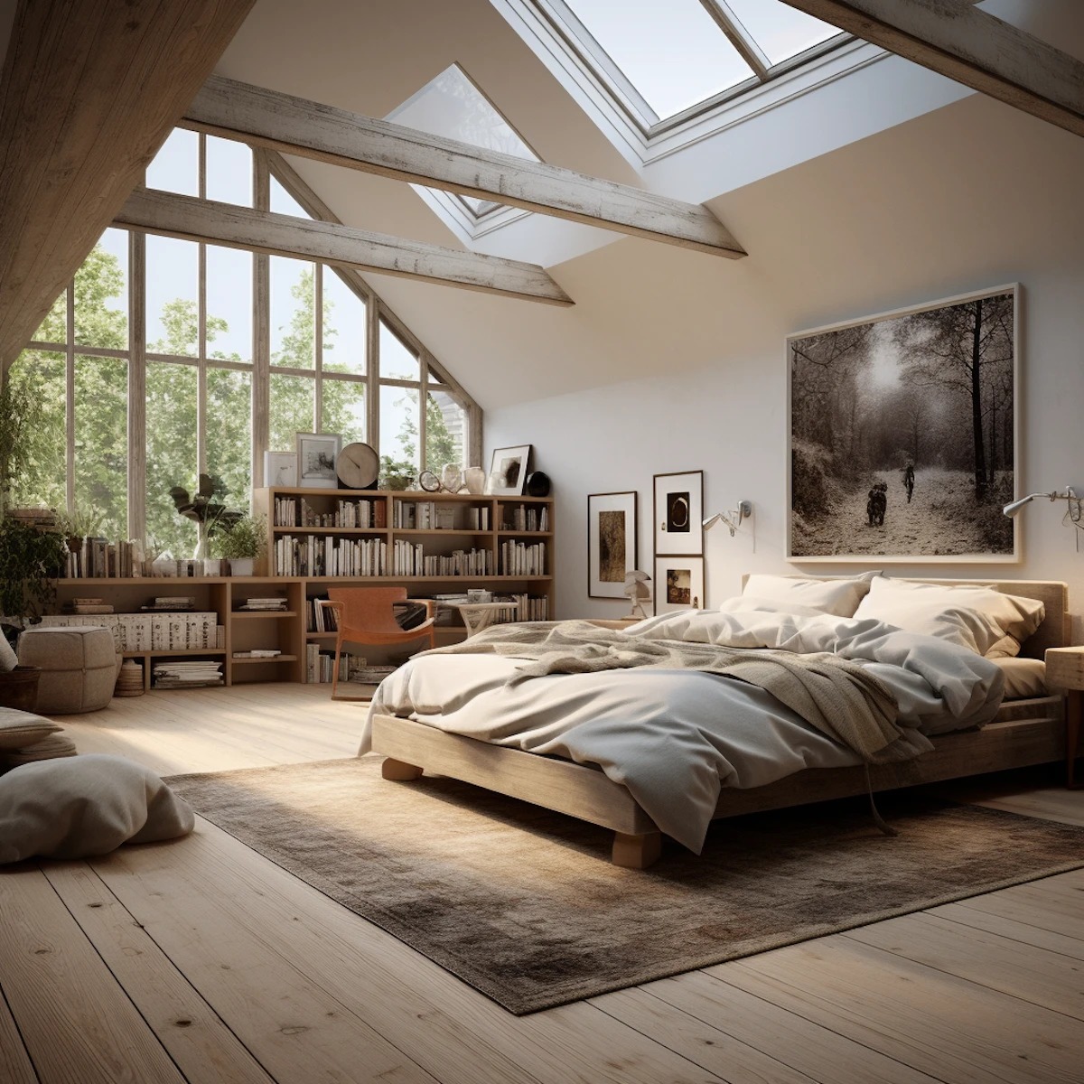 Bright converted loft living space